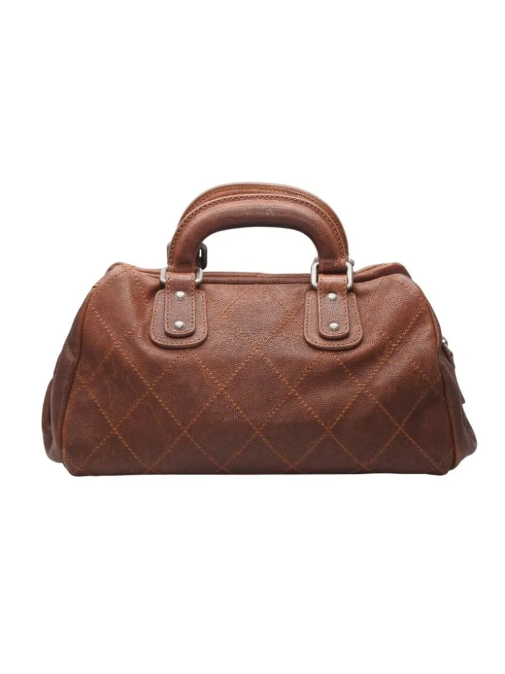 Chanel Handbag CC Logo Caviar Leather Brown Quilted